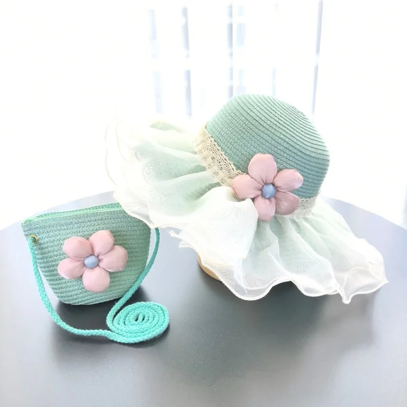 Summer Hat + Handbag Set (Set of Two) - Wide-brimmed Sun Hat - Suitable for Little Girls sun hats for women beach hat