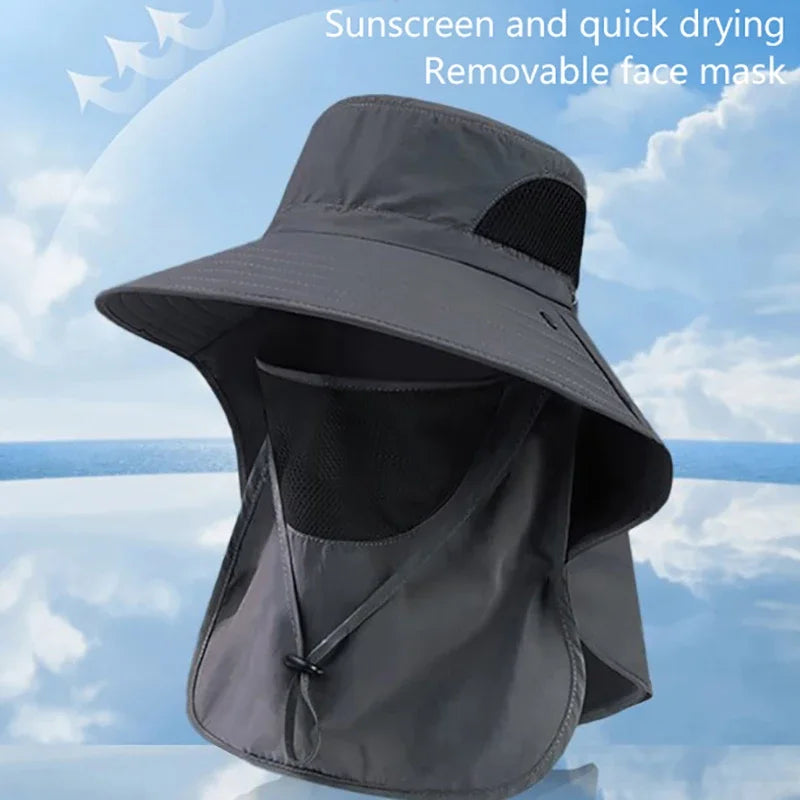 Summer Sun Hats UV Protection Outdoor Sports Fishing Cap For Men Women Hiking Camping Visor Bucket Hat Neck Flap Fisherman Hat