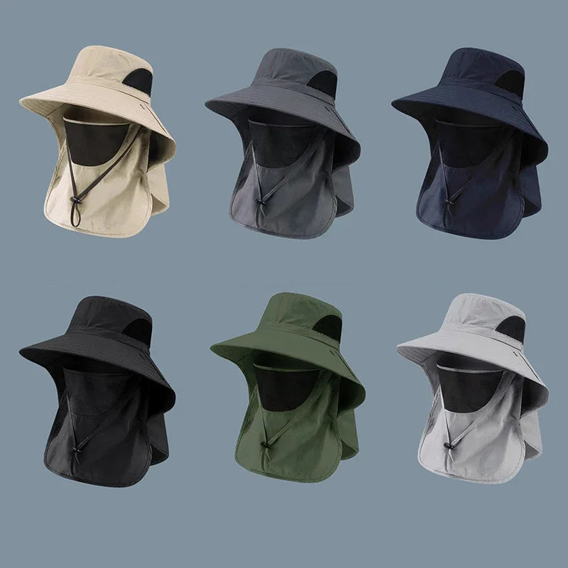 Summer Sun Hats UV Protection Outdoor Sports Fishing Cap For Men Women Hiking Camping Visor Bucket Hat Neck Flap Fisherman Hat
