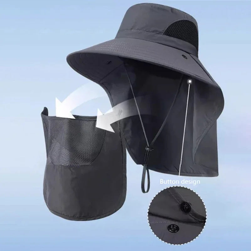 Summer Sun Hats UV Protection Outdoor Sports Fishing Cap For Men Women Hiking Camping Visor Bucket Hat Neck Flap Fisherman Hat