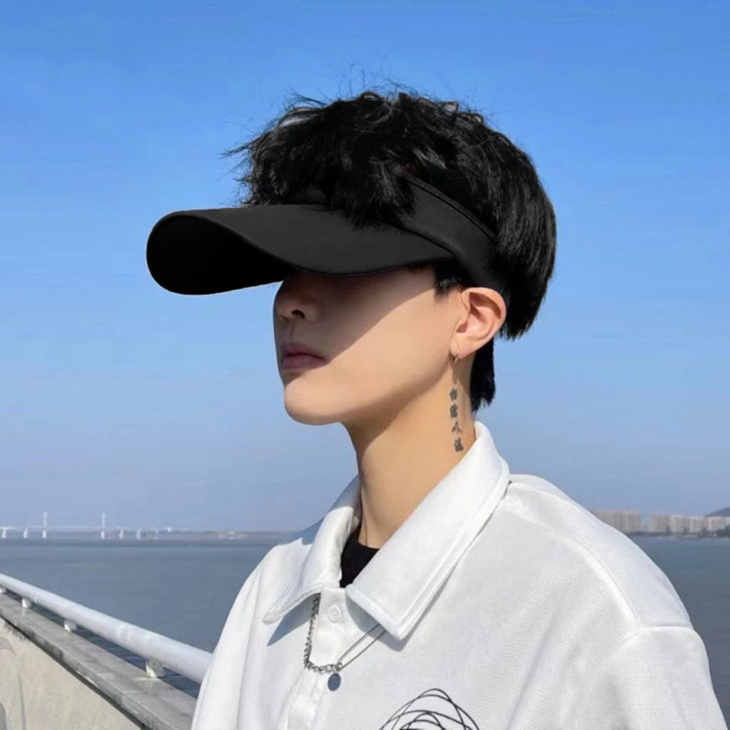 Man Summer UV Protection Hat Adjustable Soild Beach Sunshade Casual Hat for Camping Fishing Traveling