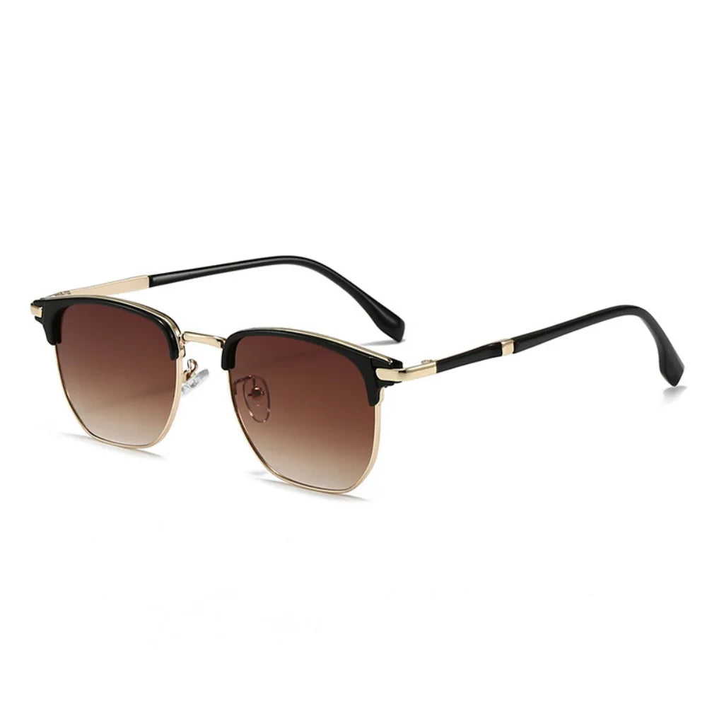 Vintage UV400 Sunglasses – Elegant Half Frame Design