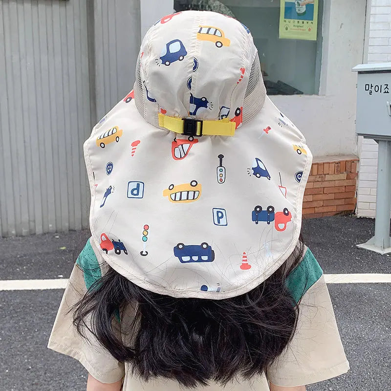 Summer Hats For Children Girls Boys Outdoor Sunshade Neck Sun Protection Breathable Big Brim Sun Hat Beach Accessories Sunhat