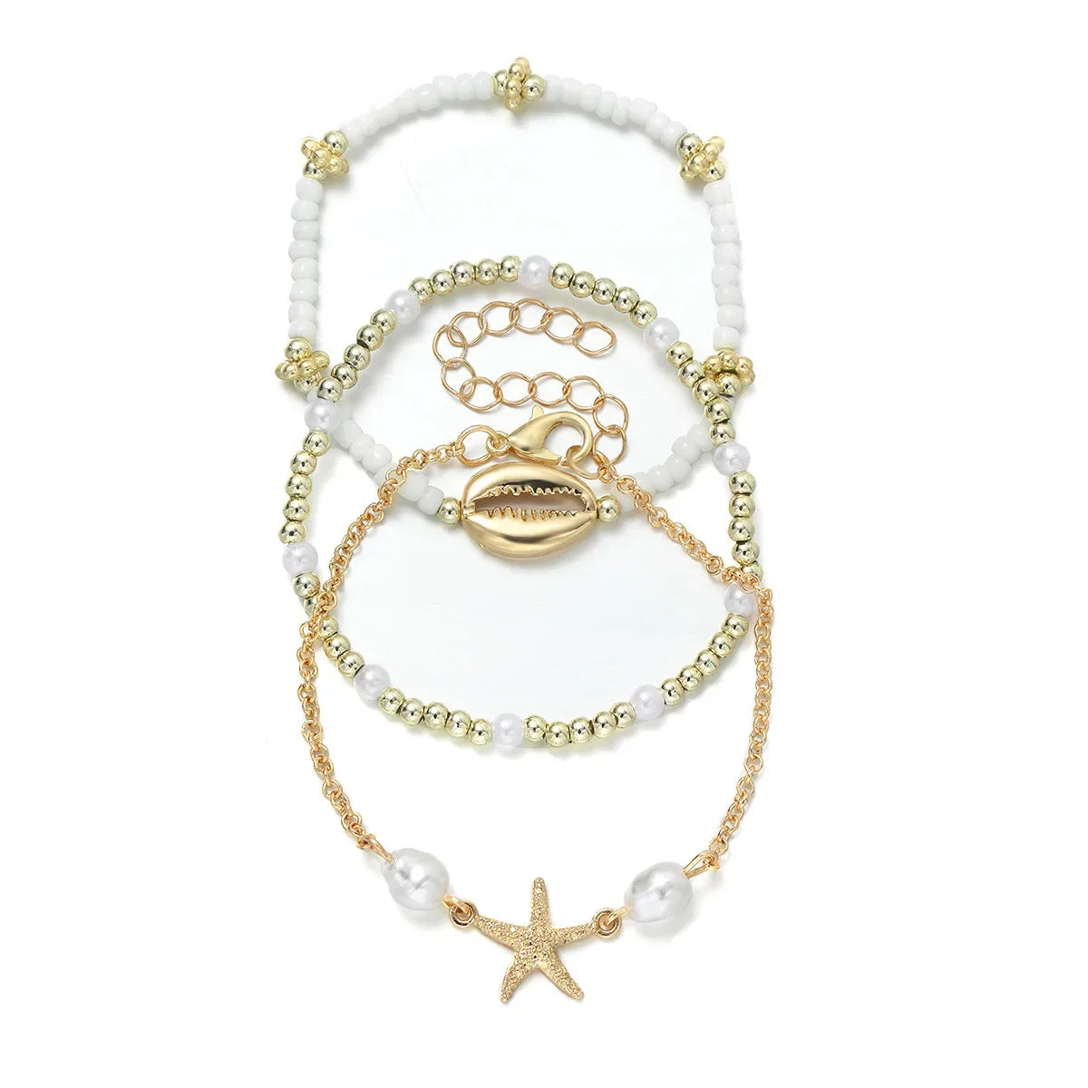 3Pcs Summer Shell Bracelet Set for Women Bohemia Starfish Charm Pearl Seed Beads Party Summer Beach Jewelry Pulseras Mujer