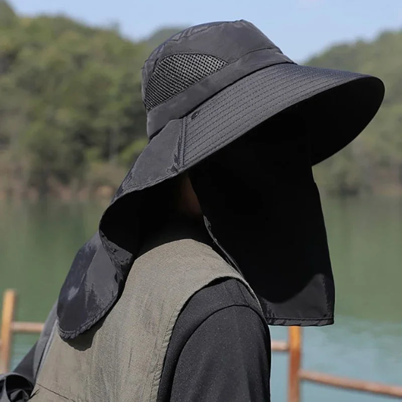Summer Sun Hats UV Protection Outdoor Sports Fishing Cap For Men Women Hiking Camping Visor Bucket Hat Neck Flap Fisherman Hat