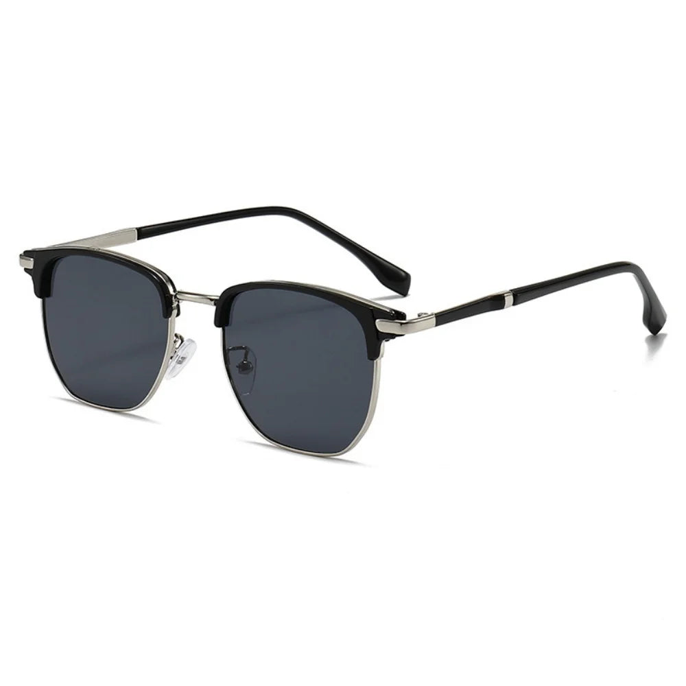 Vintage UV400 Sunglasses – Elegant Half Frame Design