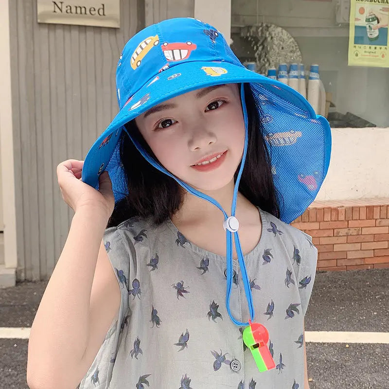 Kids Sun Hat with Neck Protection – Wide Brim Beach Hat for Boys & Girls