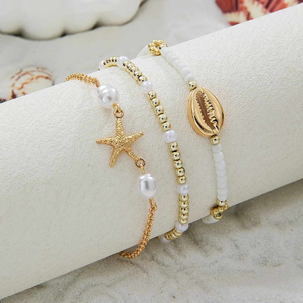 3Pcs Summer Shell Bracelet Set for Women Bohemia Starfish Charm Pearl Seed Beads Party Summer Beach Jewelry Pulseras Mujer